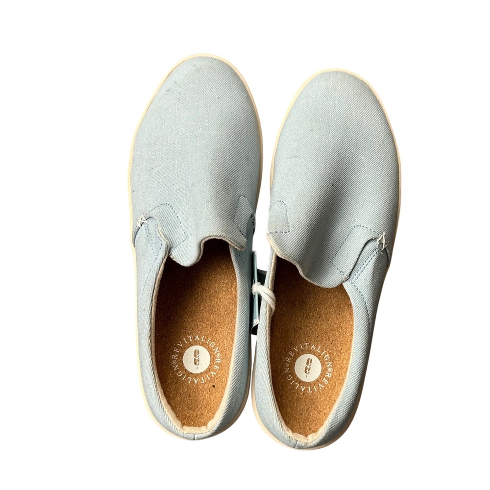 Revitalign Womens 10 Blue Orthotic Slip On Loafers Shimmer Textile Comfort Shoes